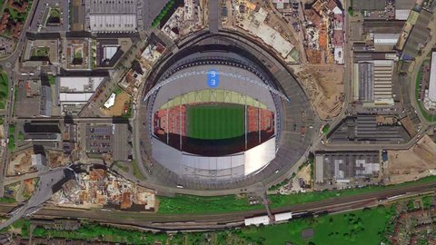England London January 2019: Earth Zoom of Wembley Stadium