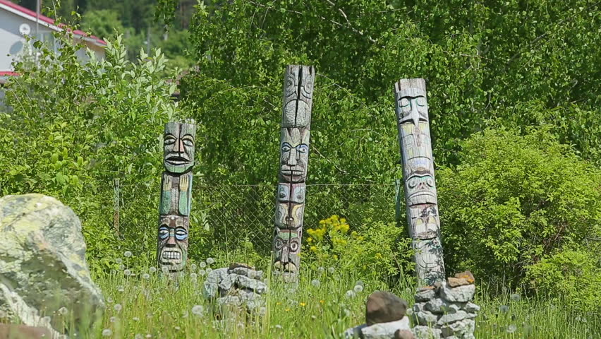 ancient old believer wooden pagan idols, the idols of the Slavs