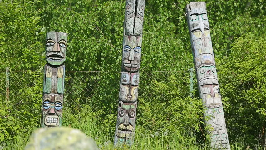 ancient old believer wooden pagan idols, the idols of the Slavs