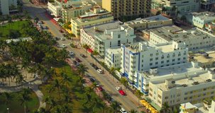 Premium aerial drone reveal Miami Beach tilt up 4k 60p