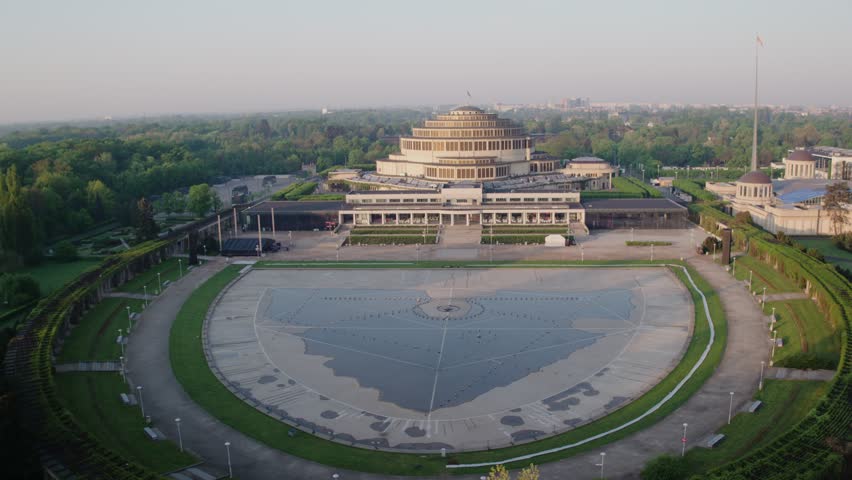Aerial view Centennial Hall in Wroclaw, Poland. Hala stulecia Wroclaw. 