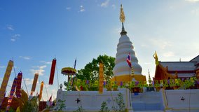 4K time lapse video of Phrathat Doi Leng temple with clouds flowing at Phrae province, Thailand.