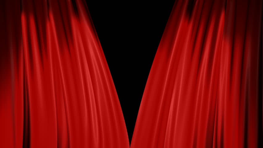 High-resolution 3D animation of the red velvet theatre curtains opening (alpha channel included) | Shutterstock HD Video #1021712920