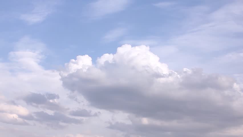 Clear blue sky, white clouds time lapse, nature fluffy, puffy soft cloudscape after rain, nice summer day, beautiful weather, realxing time.