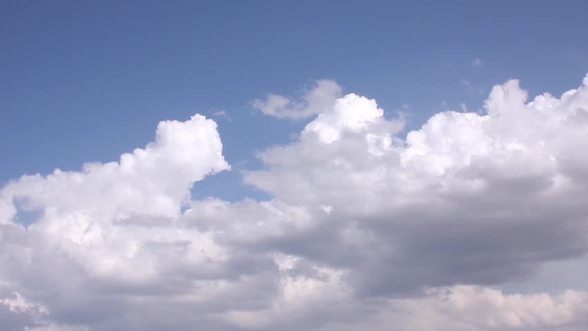 Clear blue sky, white clouds time lapse, nature fluffy, puffy soft cloudscape after rain, nice summer day, beautiful weather, realxing time.