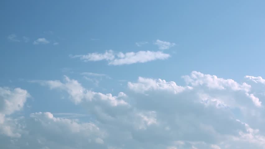 Clear blue sky, white clouds time lapse, nature fluffy, puffy soft cloudscape after rain, nice summer day, beautiful weather, realxing time.