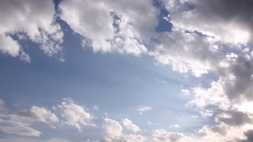 Clear blue sky, white clouds time lapse, nature fluffy, puffy soft cloudscape after rain, nice summer day, beautiful weather, realxing time.