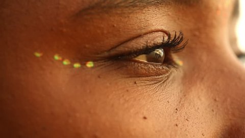 Close up shot of the eyes of a young adult Brazilian woman
