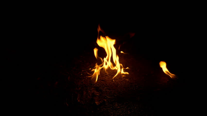 Fire burning out on the ground - compositing element