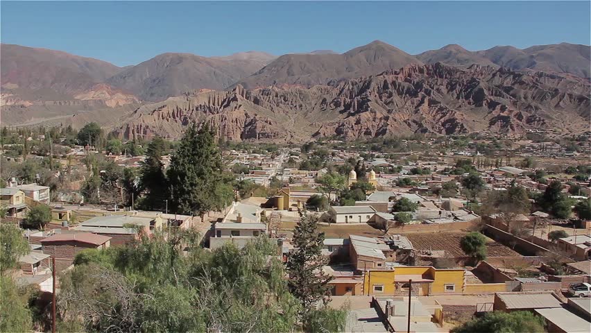Small Andean Village Nestled in Mountain Valley of Northern Argentina