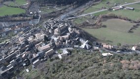 Aerial view in Boltaña, Huesca, Spain. 4k Drone Video