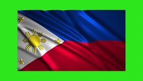 Philippines flag waving,loopable on green screen
