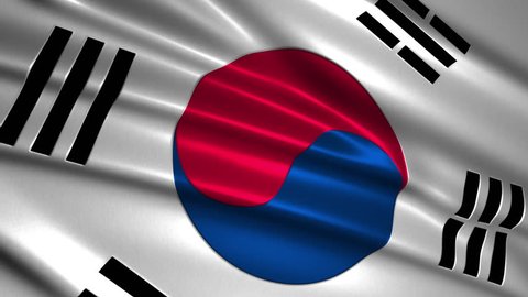 Close up waving flag of South Korea,loopable