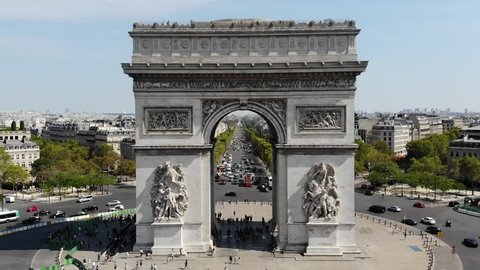 Triumphal arch aerial view Paris