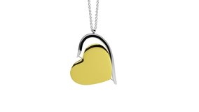 Heart shaped golden pendant on a silver chain 3D illustration render isolated on a white background close view seamless loop - Powered by Shutterstock - Get 15% off with code: PIKWIZARD15