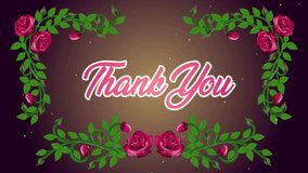 Thank You Card Text In The Air Animation With Growing Vines Of Rose Flowers And Leaves Frame  - Powered by Shutterstock - Get 15% off with code: PIKWIZARD15