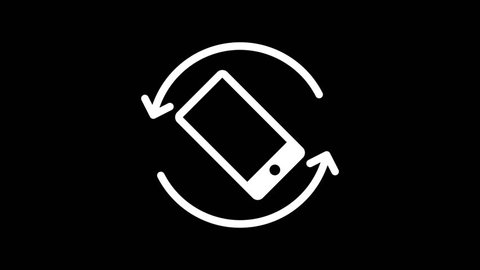 Mobile phone rotation icon. Animation social networks. Black background. Loop animation. Motion graphics