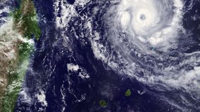Tropical Cyclone Cilida in the S.W. Indian Ocean, northeast of Madagascar, Cat4, 155mph,  10, 22, 2018 -  3840x2160. Some video elements are public domain NASA imagery