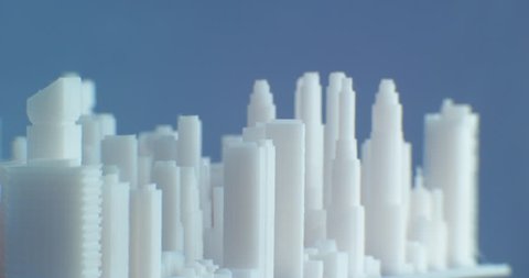 Miniature future city. Macro. 4K.