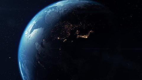 Earth from Space - Slow Zoom In on East Asia - Night