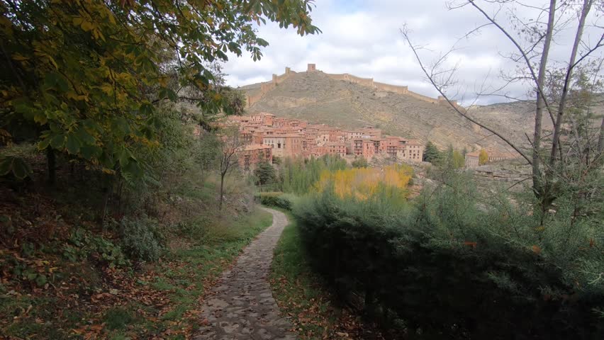 walk in front of medieval town
