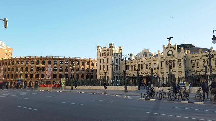 The Train Station and the Bullring in the City Center of Valencia, Spain