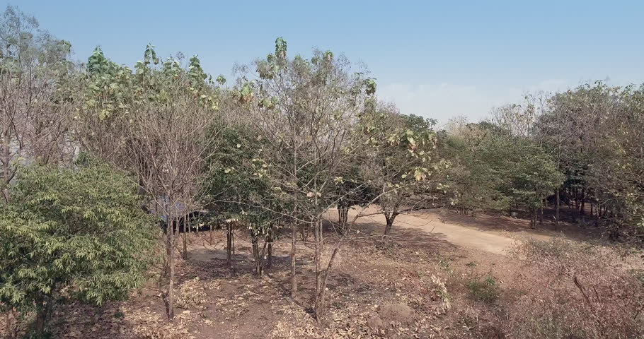 aerial drone shot : fly up revealing stupas  by the riverside with Mekong island
