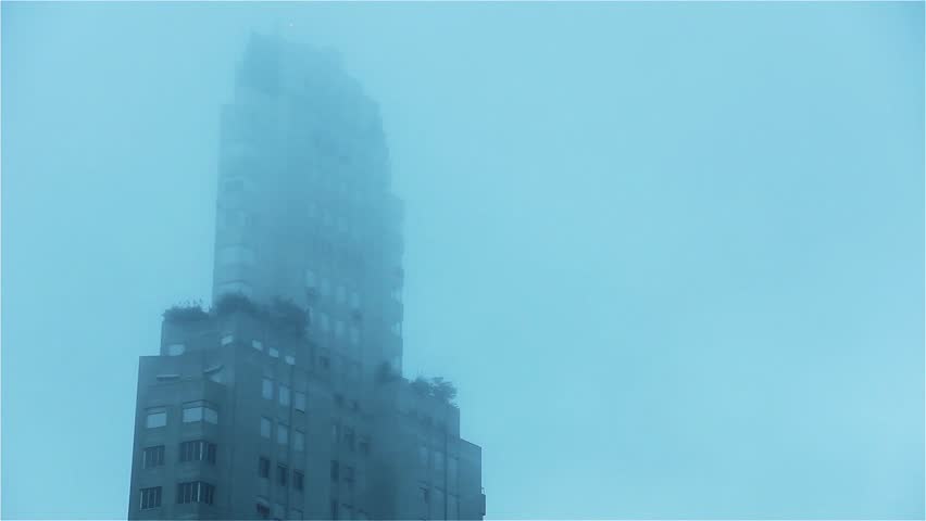 Buenos Aires, Argentina - March 20, 2015: Kavanagh Building Covered in Heavy Fog, Buenos Aires, Argentina