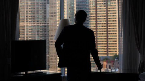 Silhouette of Man Banging on Window From, Stock Video