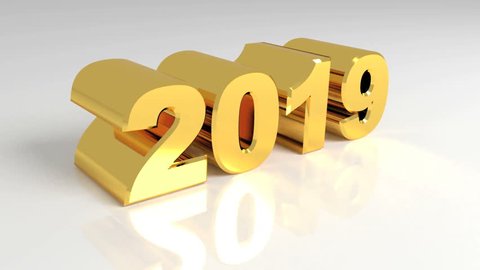 New year change from 2019 to 2020 with particles. Birth of new year 2020