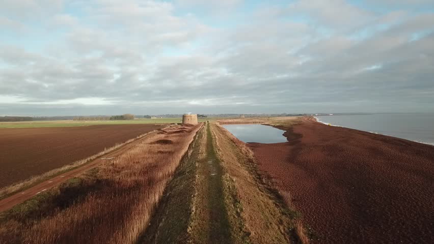 Suffolk martello tower coast drone
