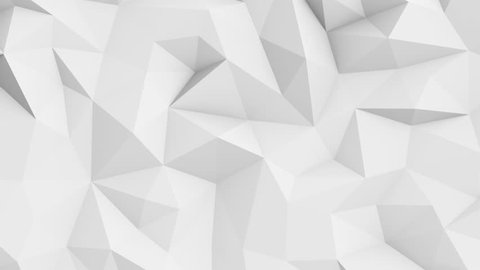 Abstract polygonal geometric surface animation. Clean soft low poly motion white grey background. Seamless loop 4K FullHD