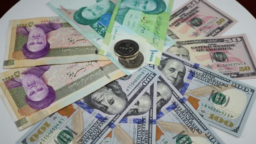Us Dollar Iranian Rial Portrait On Stock Footage Video (100% Royalty