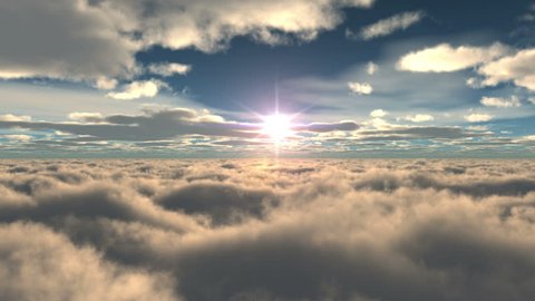 fly above clouds sunset 4k