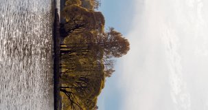Vertical video Beautiful Time lapse autumn landscape in forest by the lake