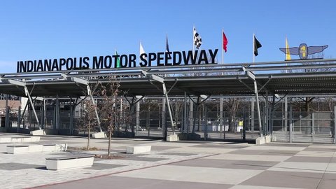 Indianapolis - Circa January 2019: 15 second Clip of the Gate One Entrance and the Seven Flags of Racing at Indianapolis Motor Speedway II