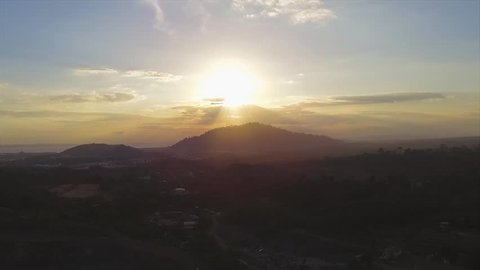 Aerial View Of Sunset Behind The Clouds At Tawau, Sabah