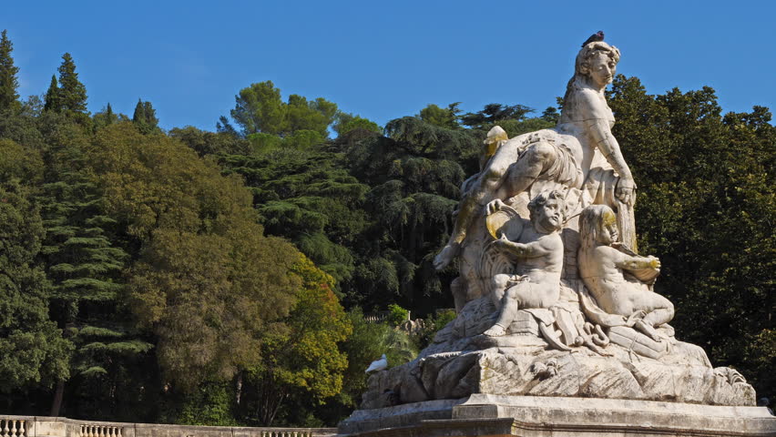 Jardins de la Fontaine, Nîmes, Gard, Occitanie, France. The  public garden, Jardins de la Fontaine, built in 1745