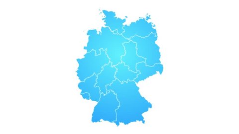 Animated map of Germany showing new administrative regions appearing and fading one by one.