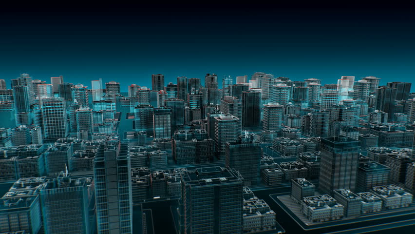 Moving around view of Smart city, Blue x-ray. 4k animation. Royalty-Free Stock Footage #1021966615