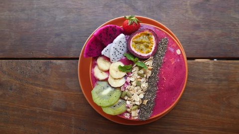 Healthy Breakfast. Vegan Smoothie Bowl With Fresh Fruits And Superfoods