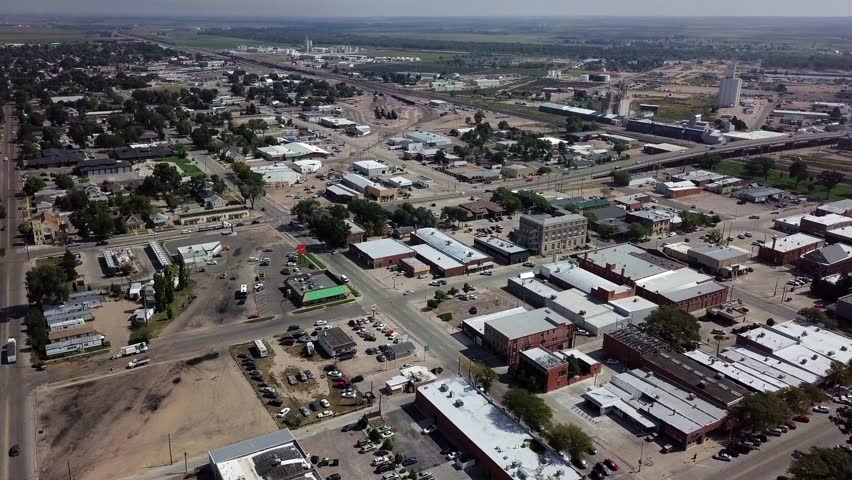 Sterling Colorado Low Aerial Clear Stock Footage Video (100% Royalty