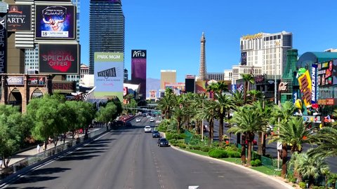 Las Vegas, USA - September 10, 2018: Las Vegas boulevard top view at sunny day time