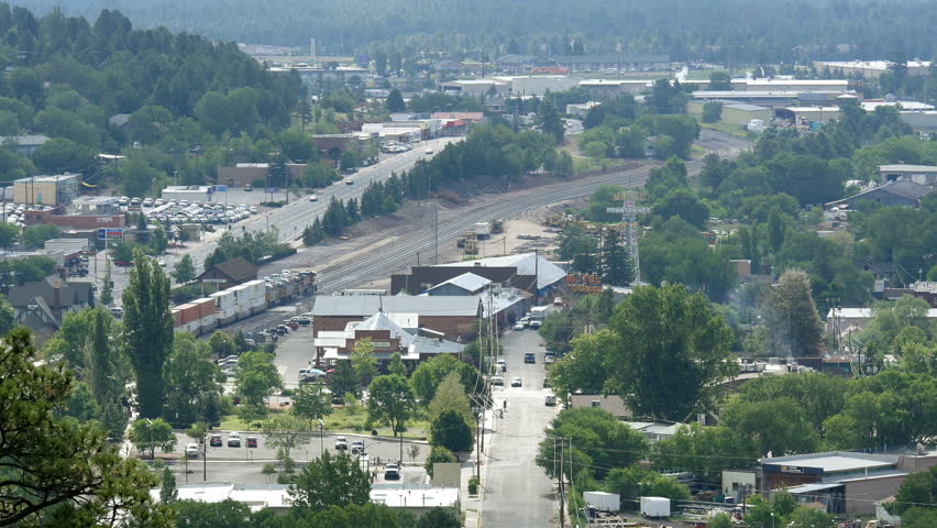 Flagstaff Arizona Aerial View with Train