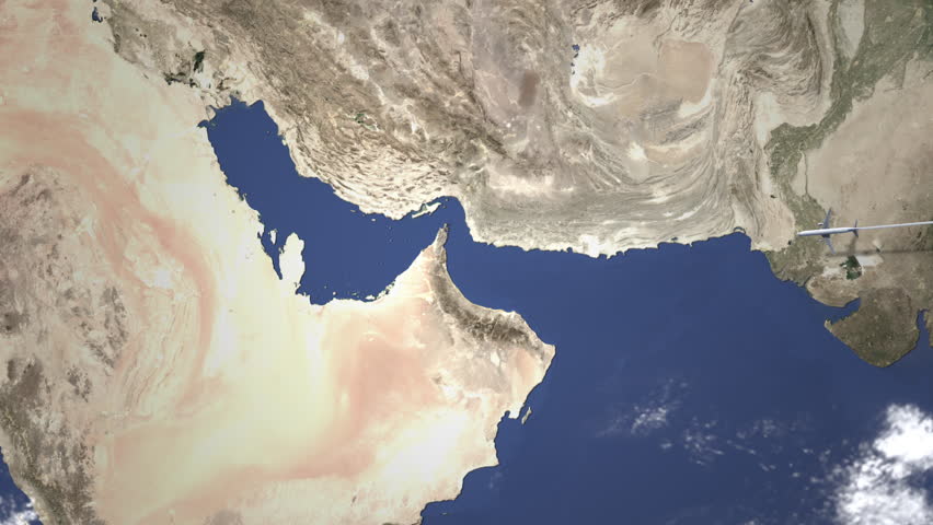 Route of a commercial plane flying to Doha, Qatar on the map, 3D animation 