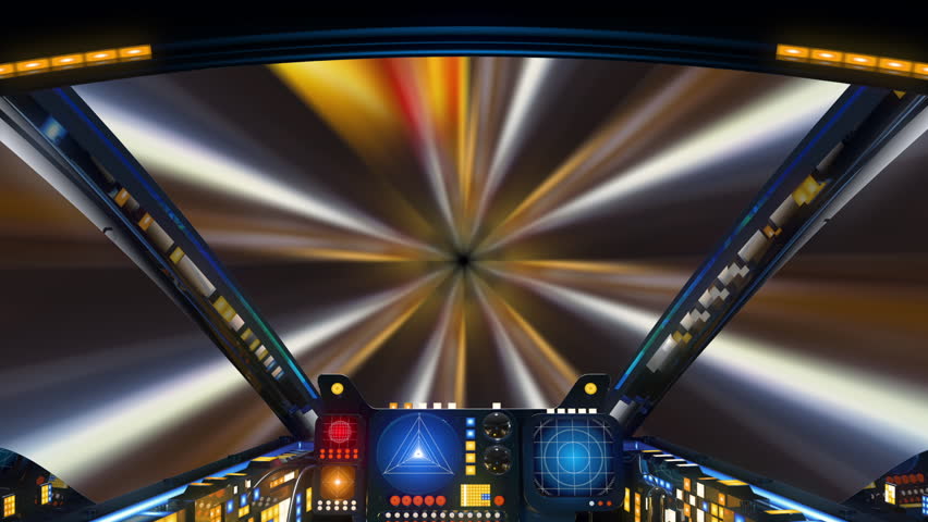 3D Rendered Animation of Traveling Through a Worm Hole Inside Spaceship