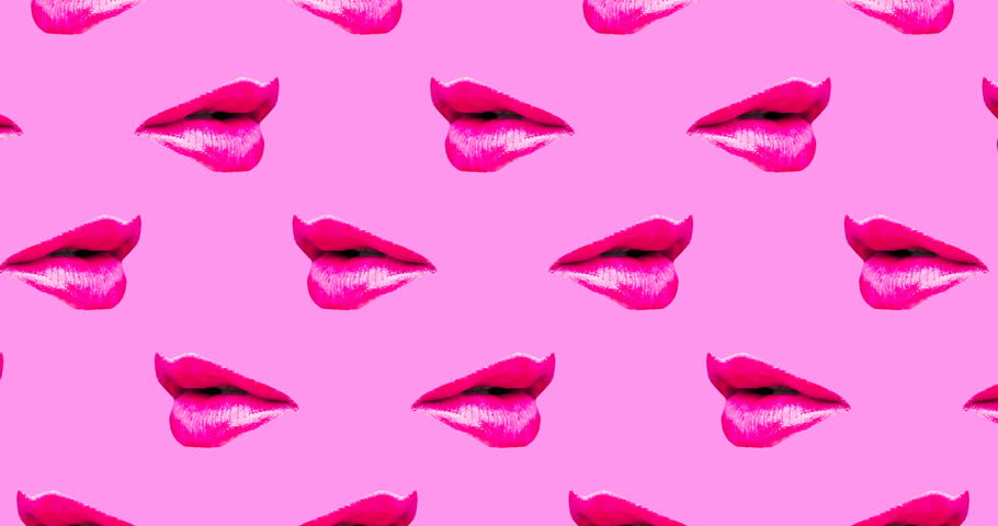 Motion seamless pattern design. Lips and Kiss concept Royalty-Free Stock Footage #1021996462