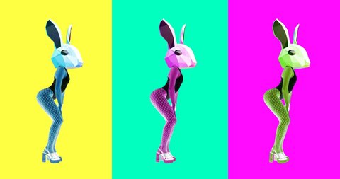 Minimal gif motion design. Dancing Sexy Bunny.