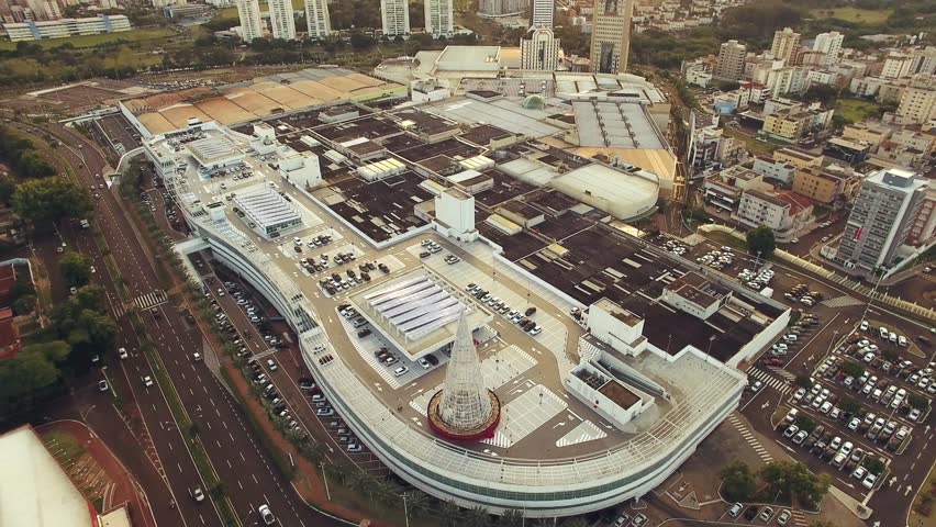 Aerial image of Ribeirão Shopping, the largest mall in Ribeirão Preto city, Brazil.