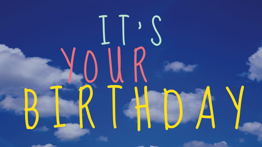 its your birthday writing against animated rainbow background